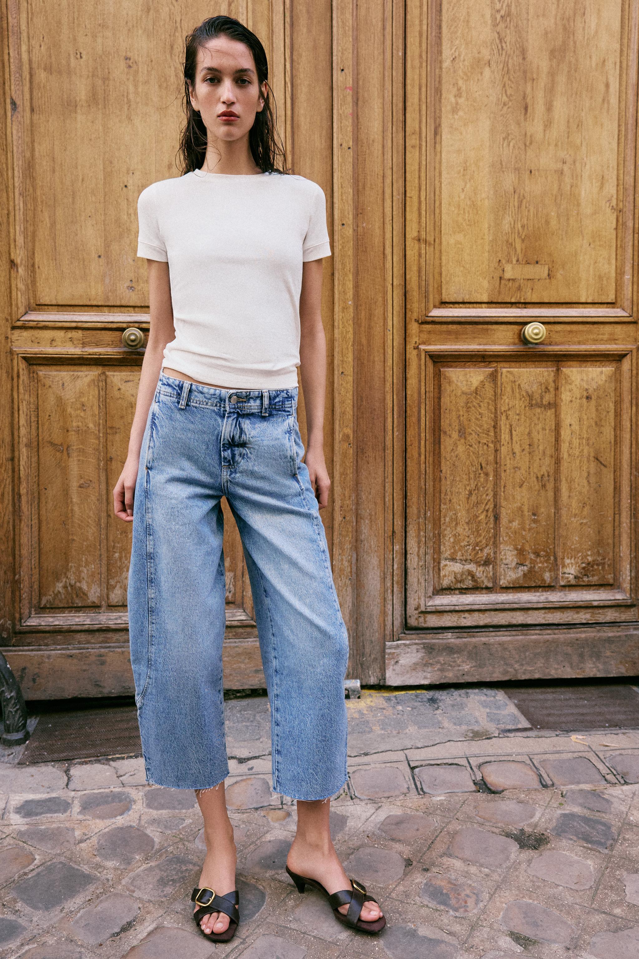 JEAN Z1975 BARREL TAILLE HAUTE COURT À COUTURES
